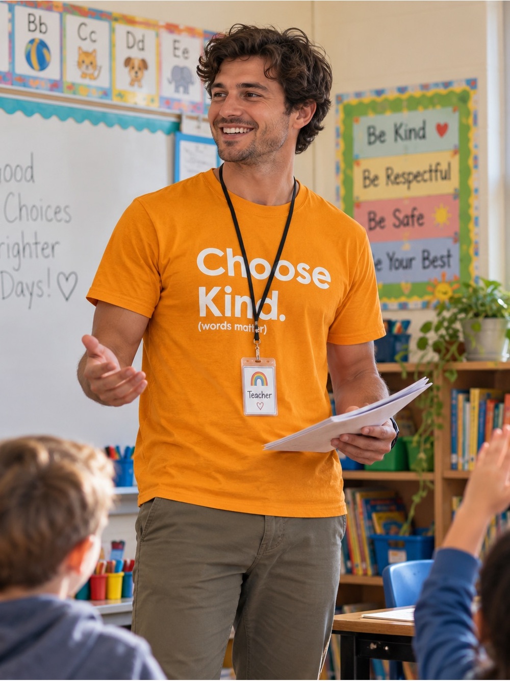 Choose Kind Words Matter Orange Graphic Tee T-Shirt Medium
